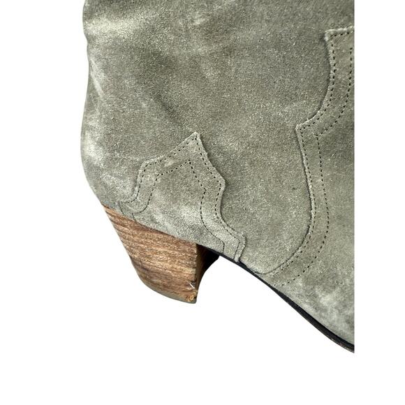 Isabel Marant Dicker Ankle Boots Gray Green Suede Western Style 37 / US 7 - Picture 8 of 9
